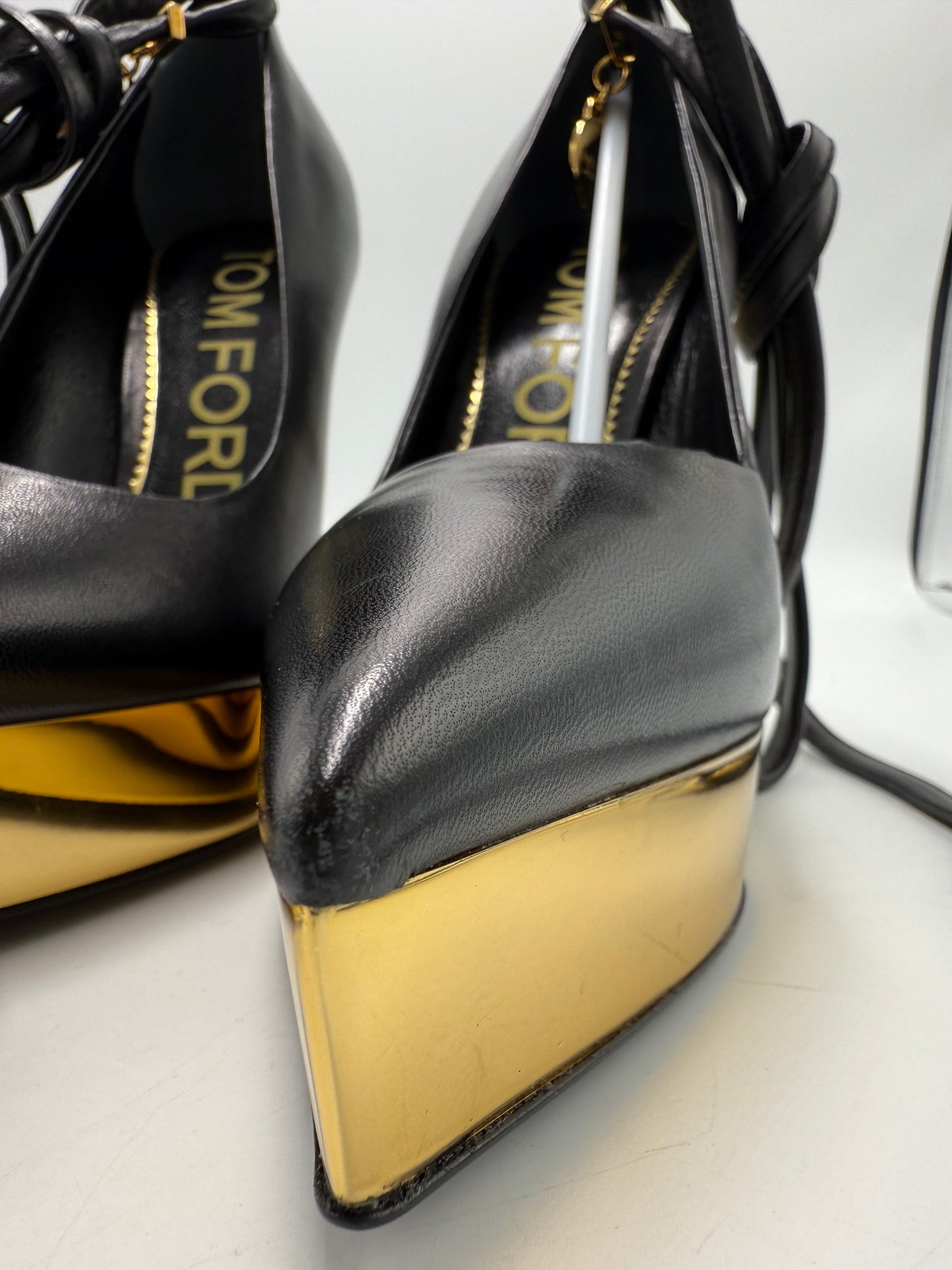 Tom Ford Lux Nappa Tie Luxury Designer Heels, Size: 7.5