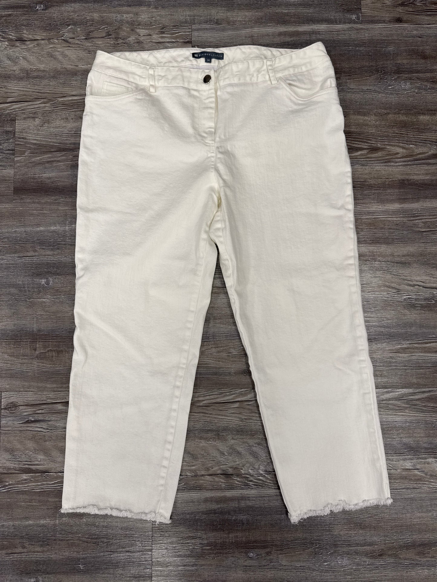 Jeans Designer By Elliott Lauren In White Denim, Size:14