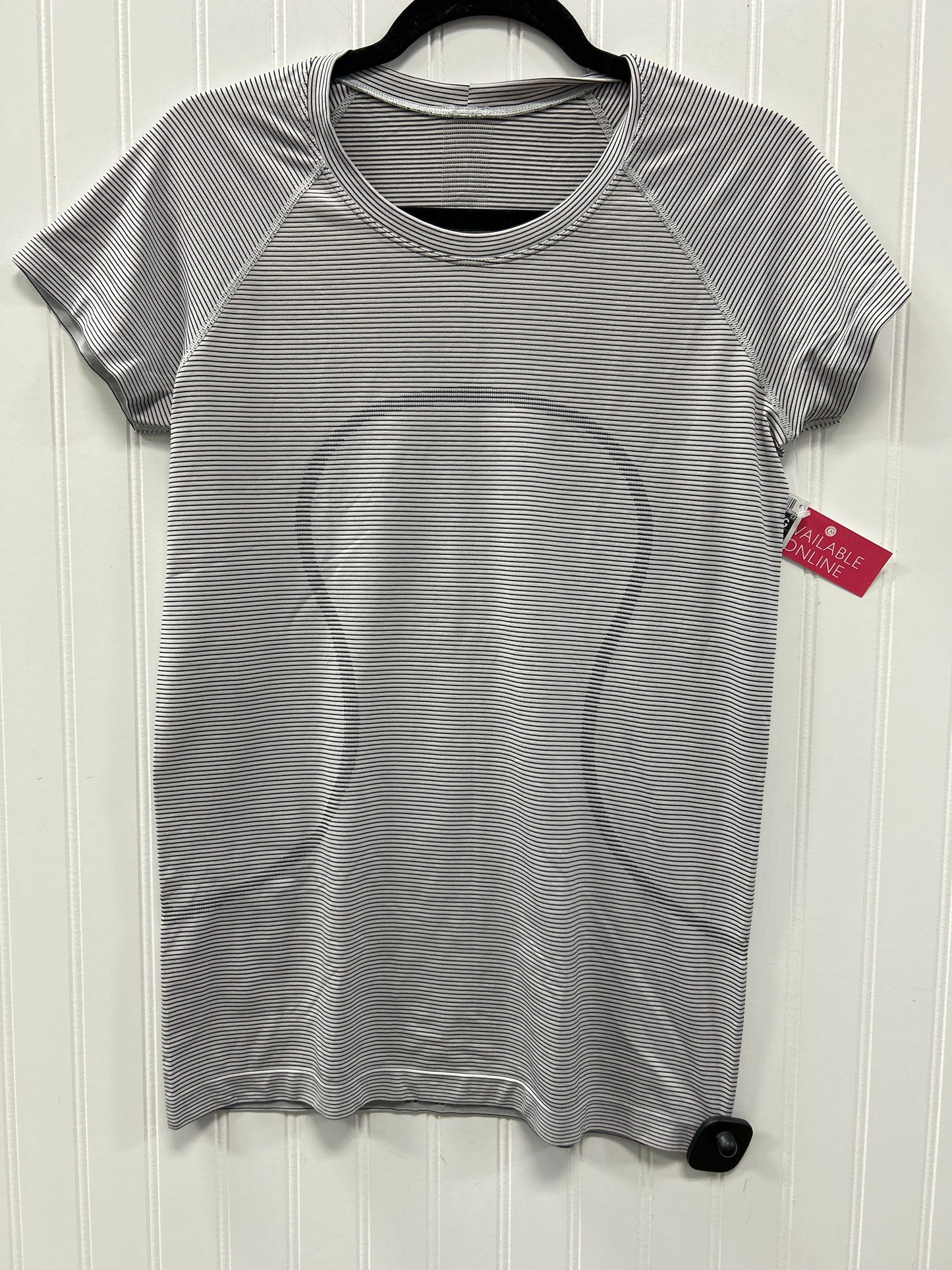 Athletic Top Ss By Lululemon In Black & White, Size:10