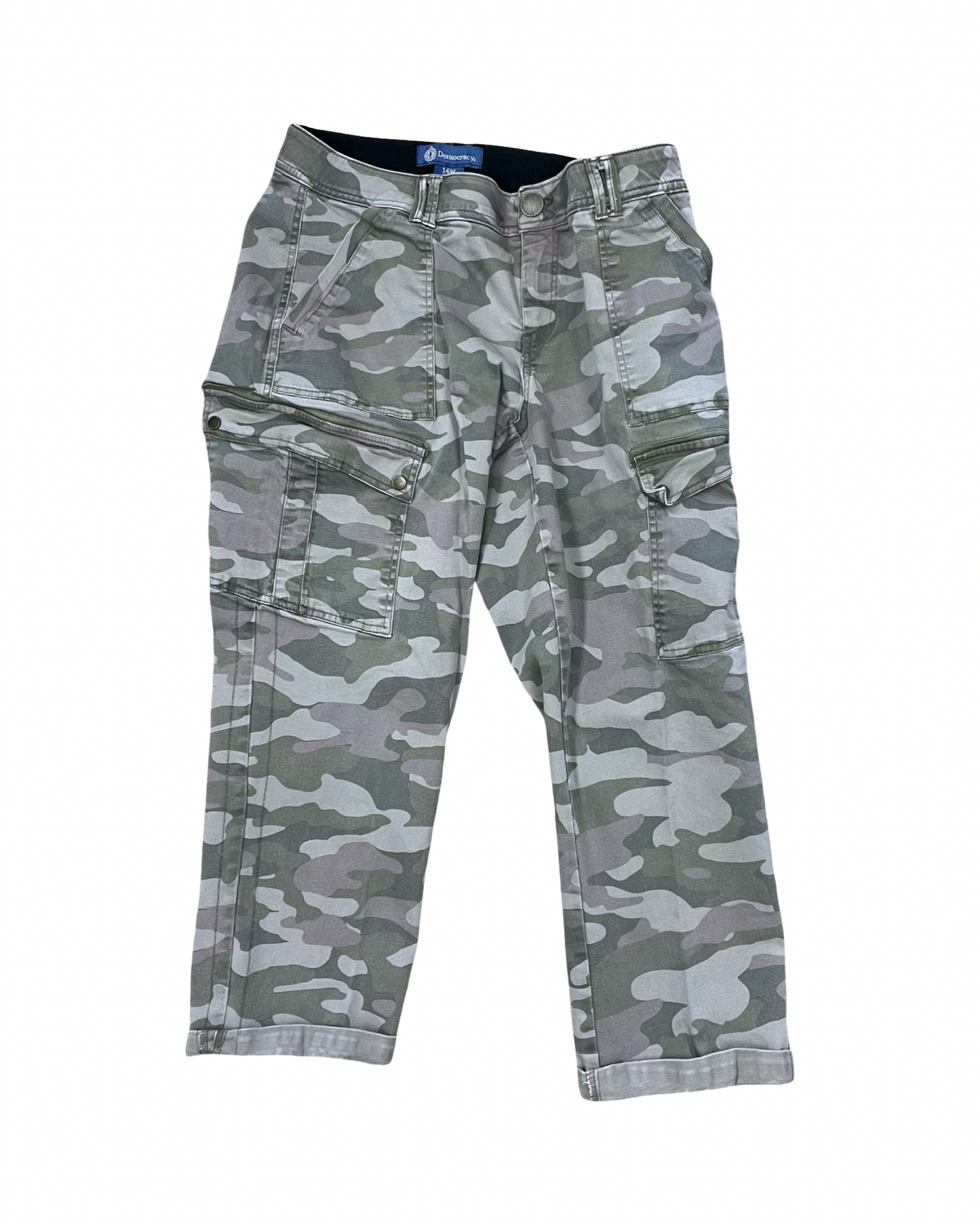 Pants Cropped By Democracy In Camouflage Print, Size:14