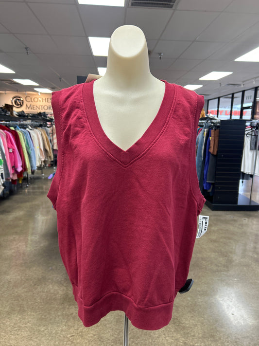 Top Sleeveless By T.La In Maroon, Size:Xl