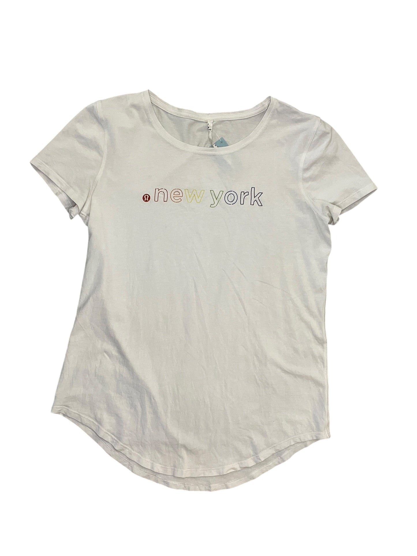 Athletic Top Ss By Lululemon In White, Size:S