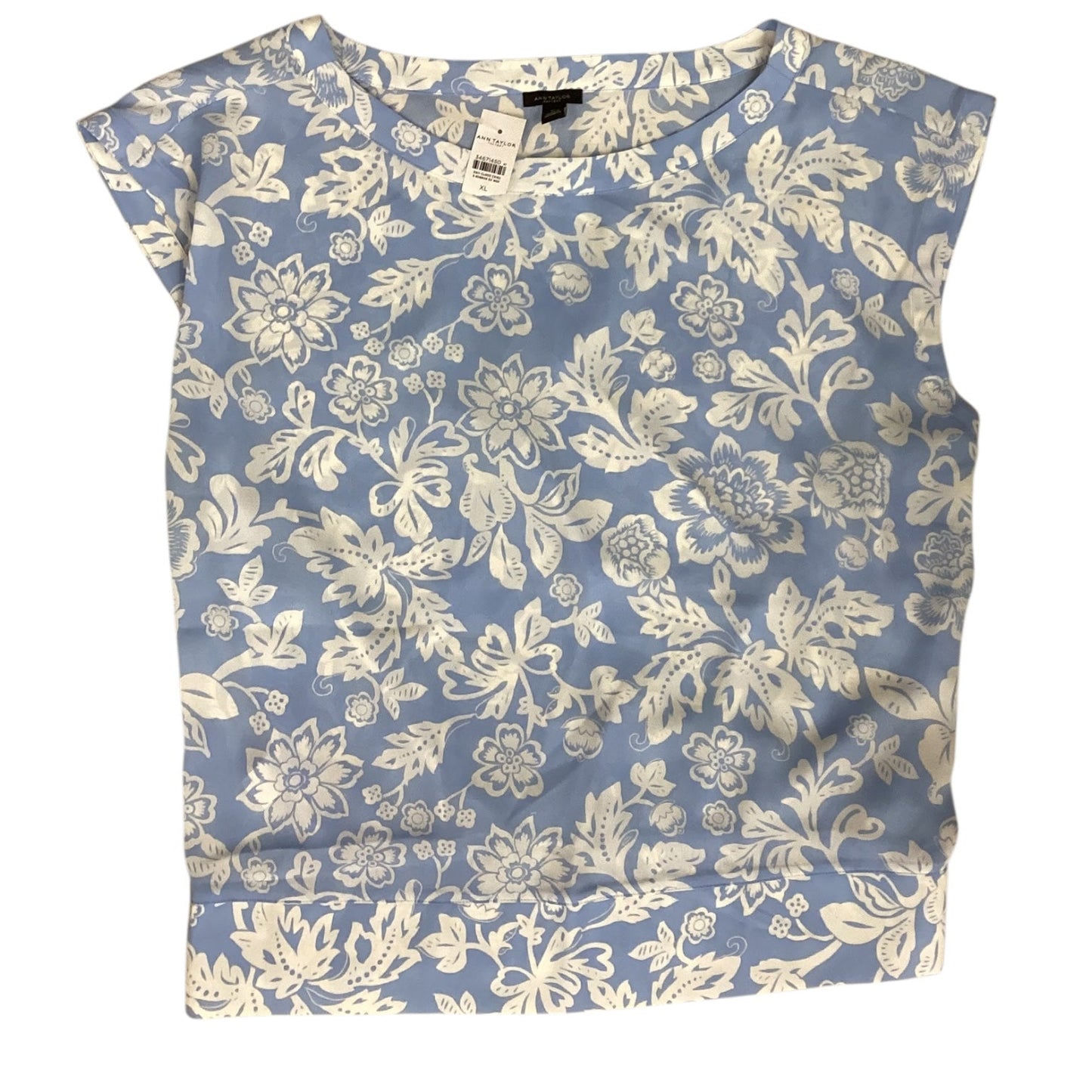 Top Sleeveless By Ann Taylor In Blue & White, Size:Xl