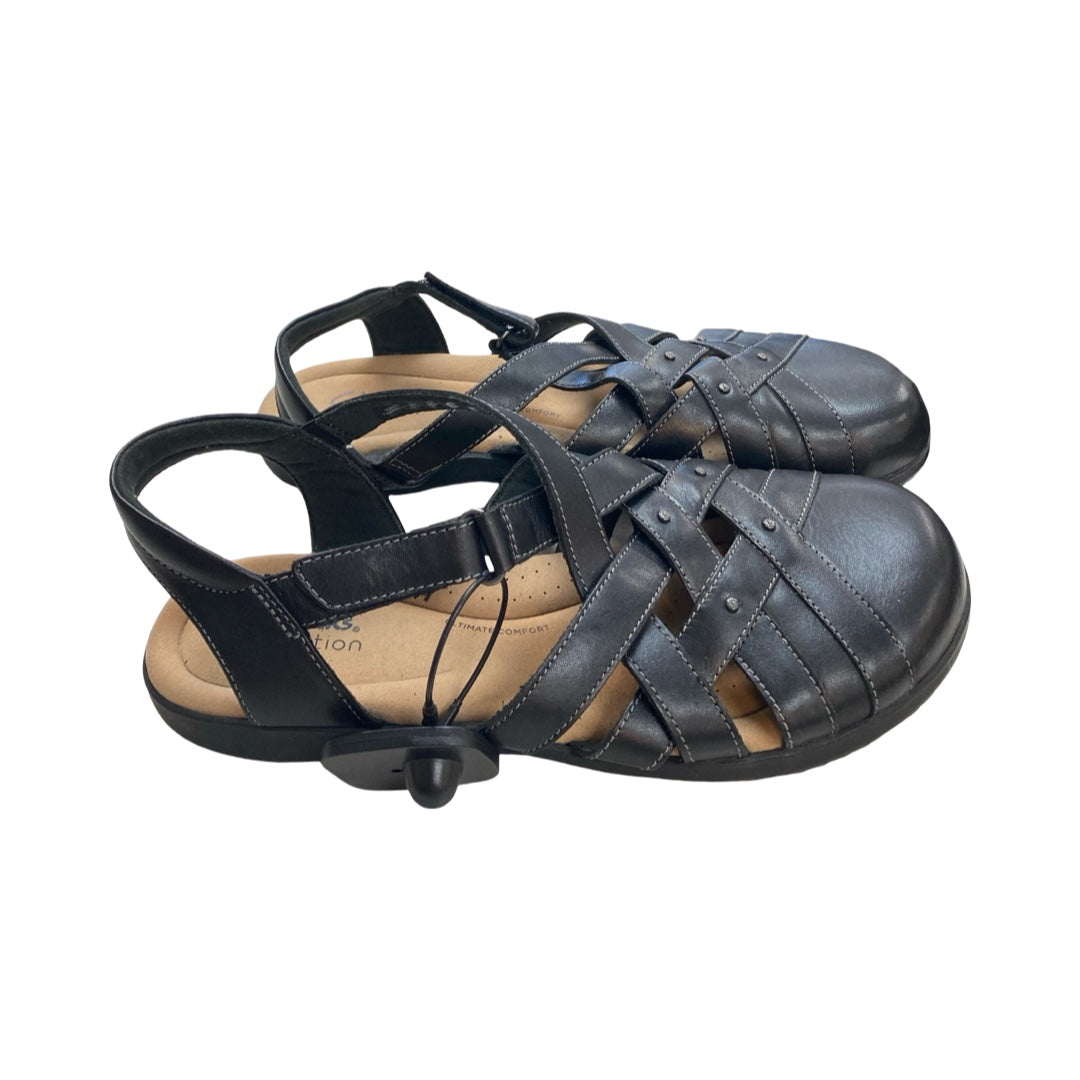 Shoes Flats By Clarks In Black, Size:10