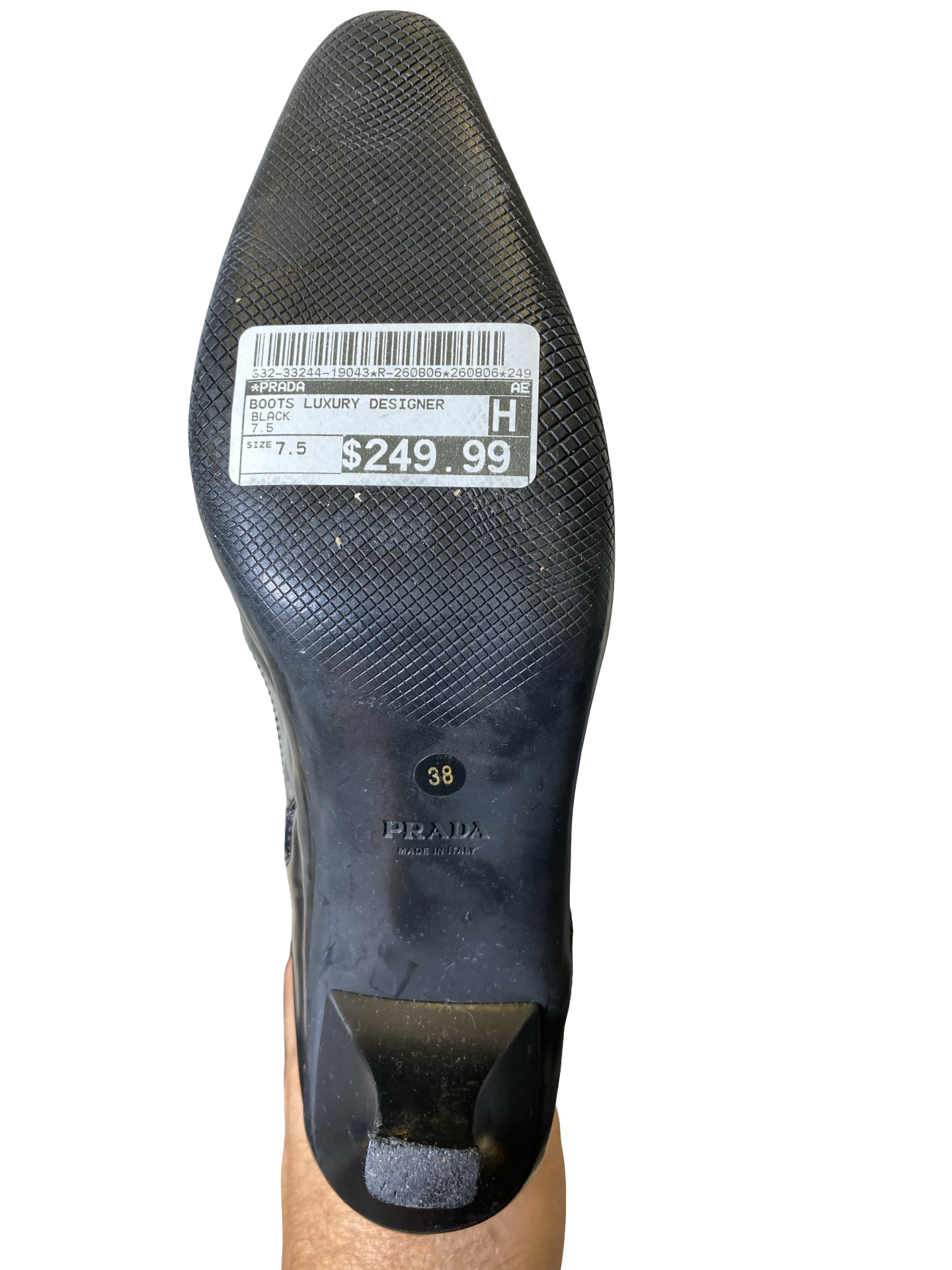 Boots Luxury Designer By Prada In Black, Size: 7.5