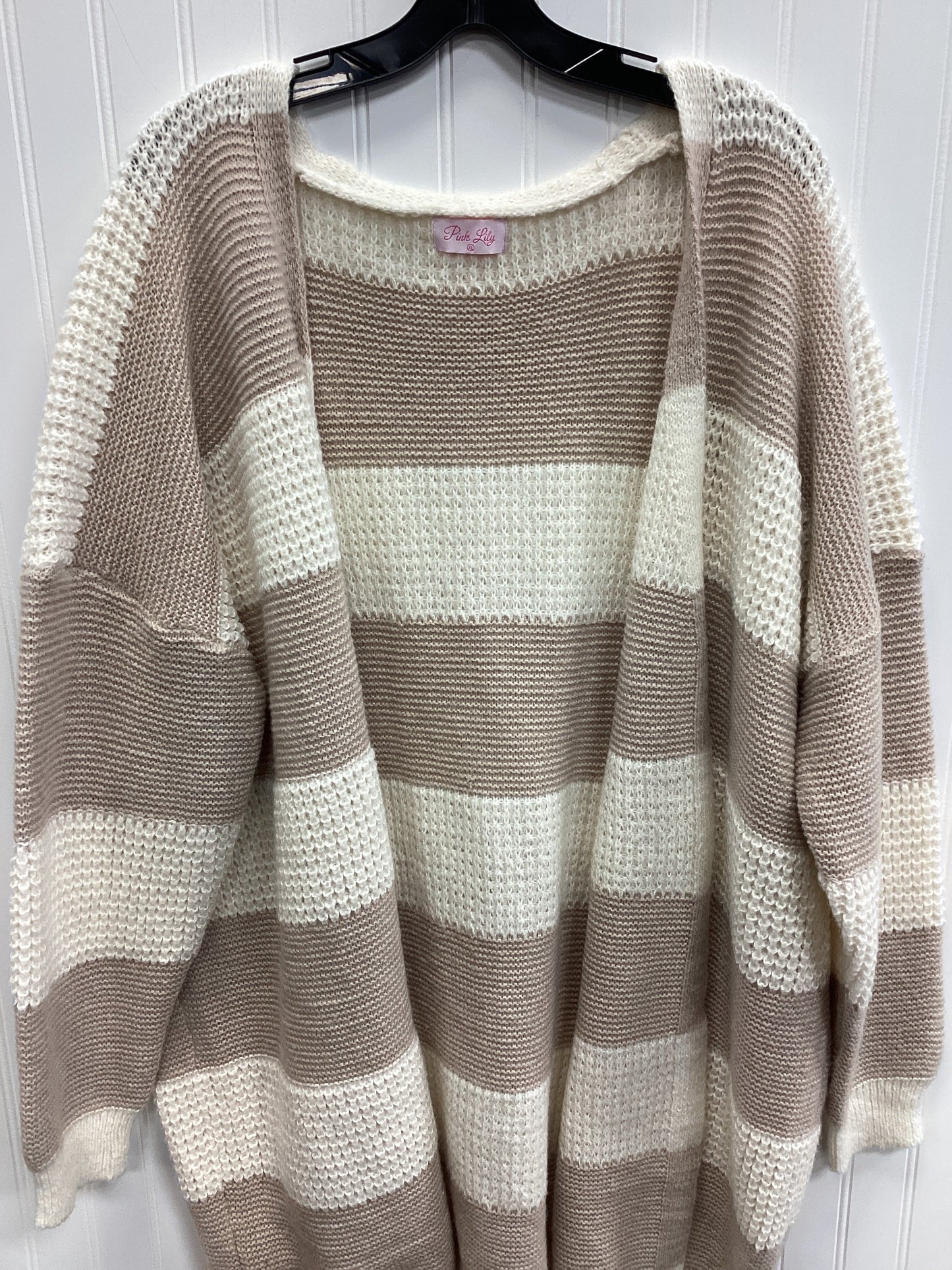 Sweater Cardigan By Pink Lily In Cream, Size:Xl