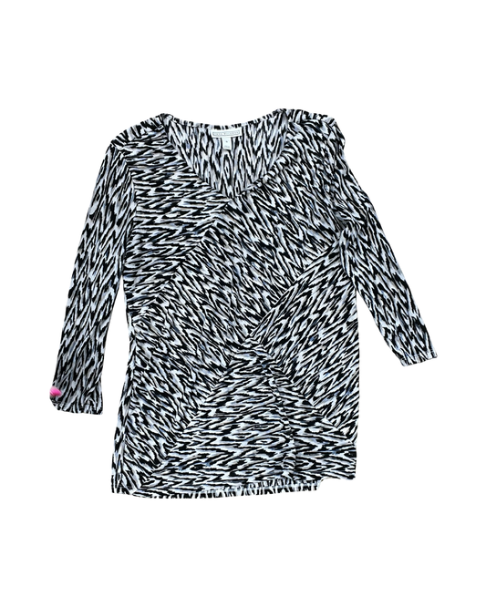 Top Ls By Dana Buchman In Black & Cream, Size:Xl