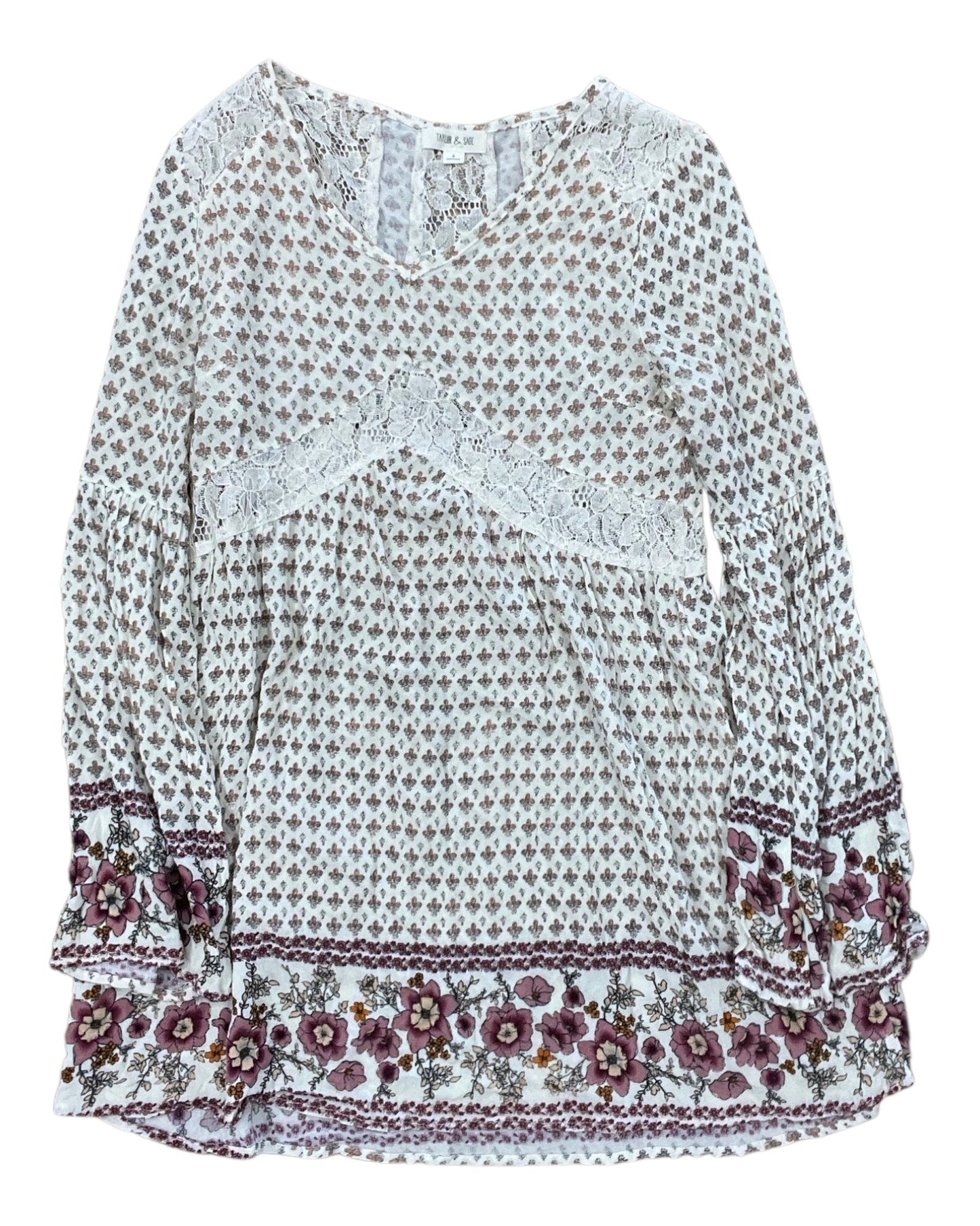 Blouse Ls By Taylor & Sage In Cream, Size:S