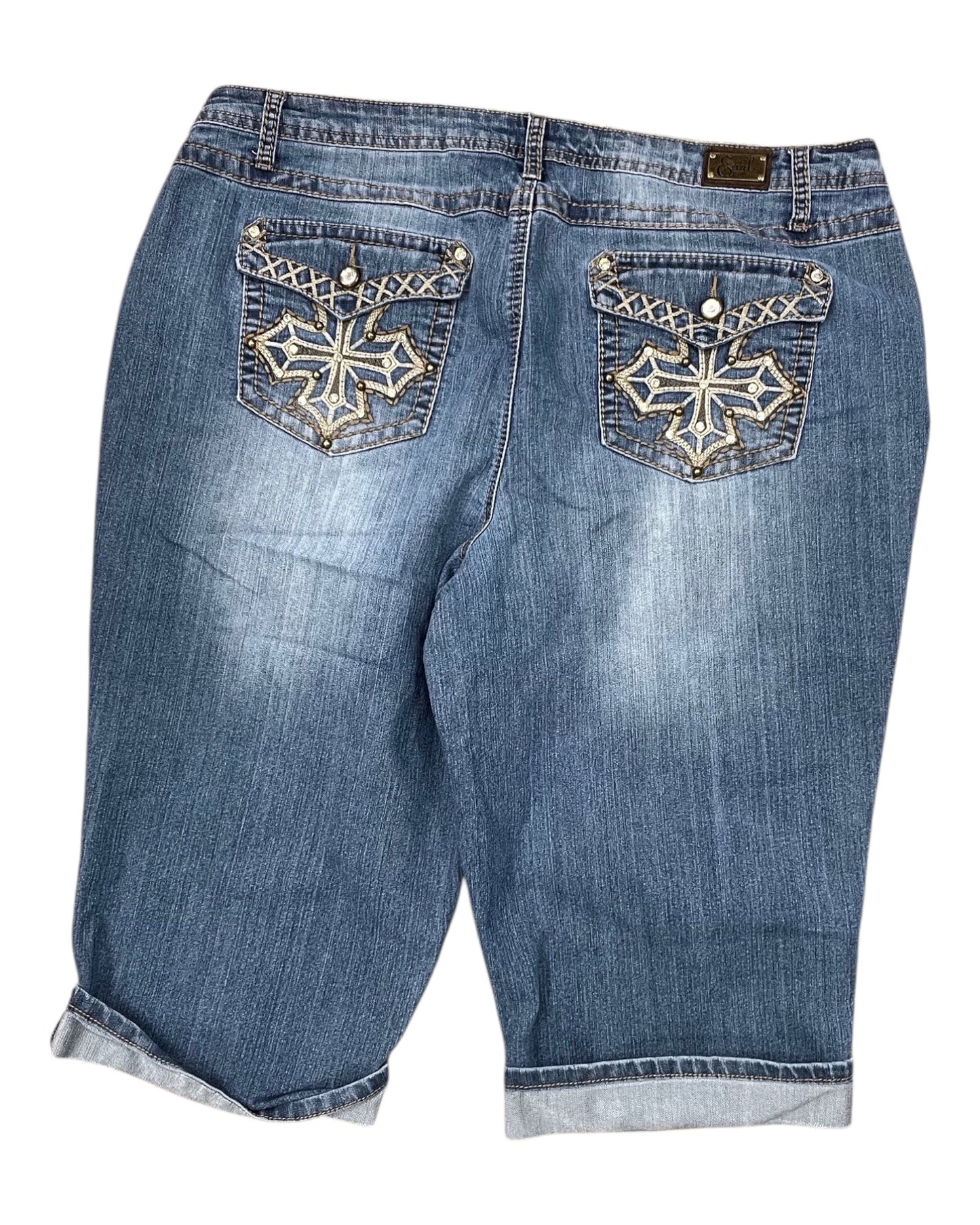 Jeans Cropped By Earl Jean In Blue Denim, Size:20