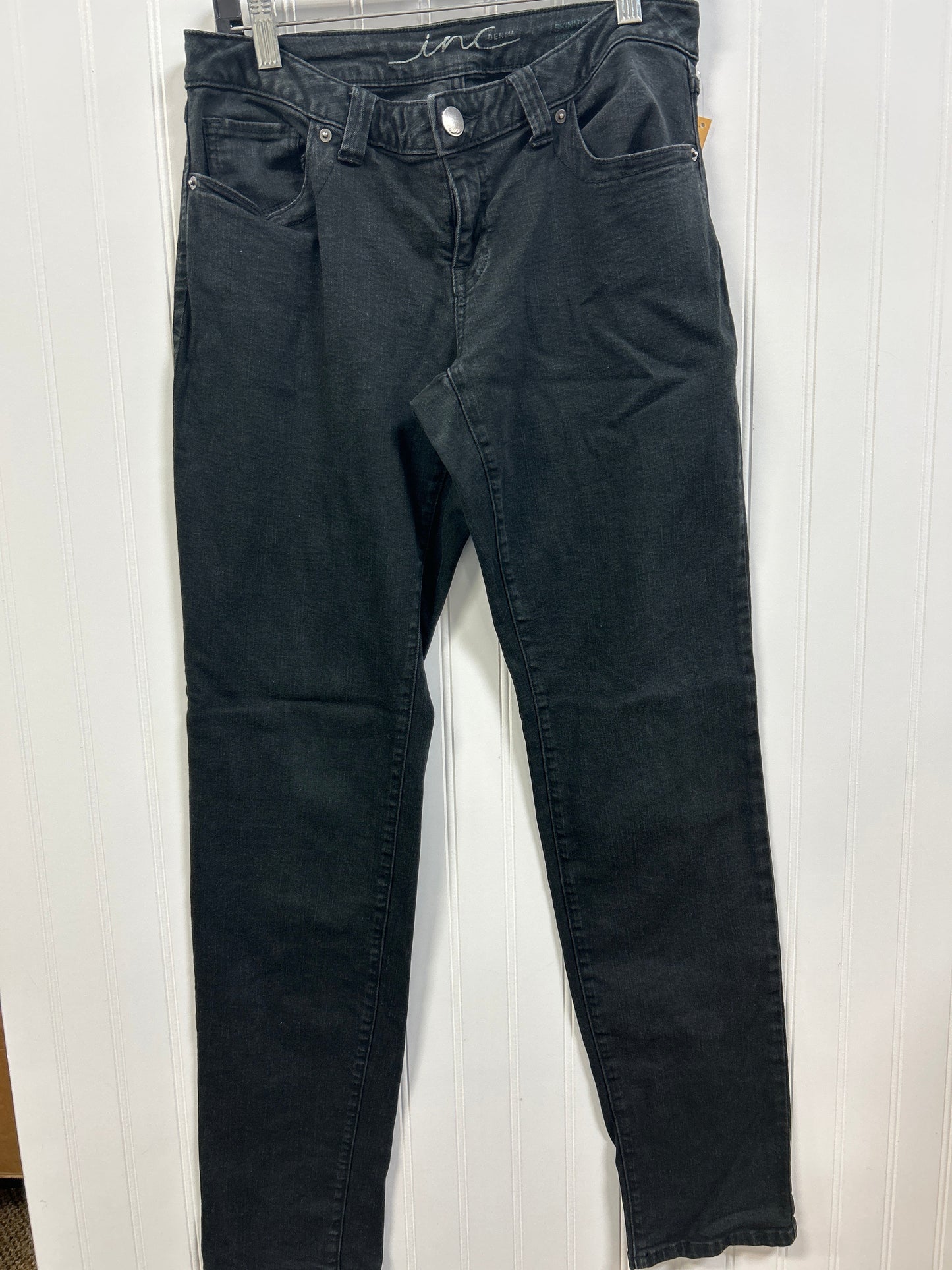 Jeans Skinny By Inc In Black Denim, Size:8L