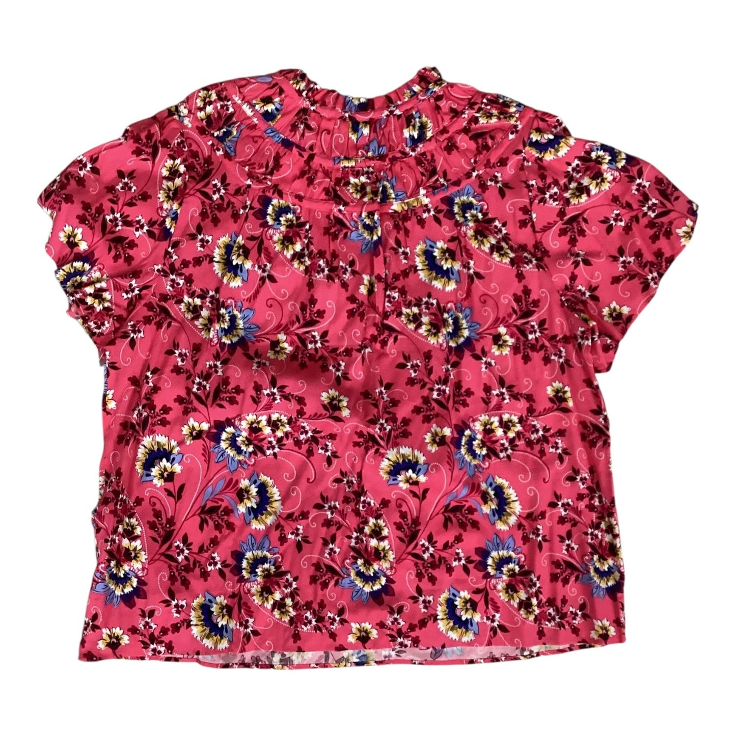 Blouse Ss By Loft In Pink & Yellow, Size:Xl
