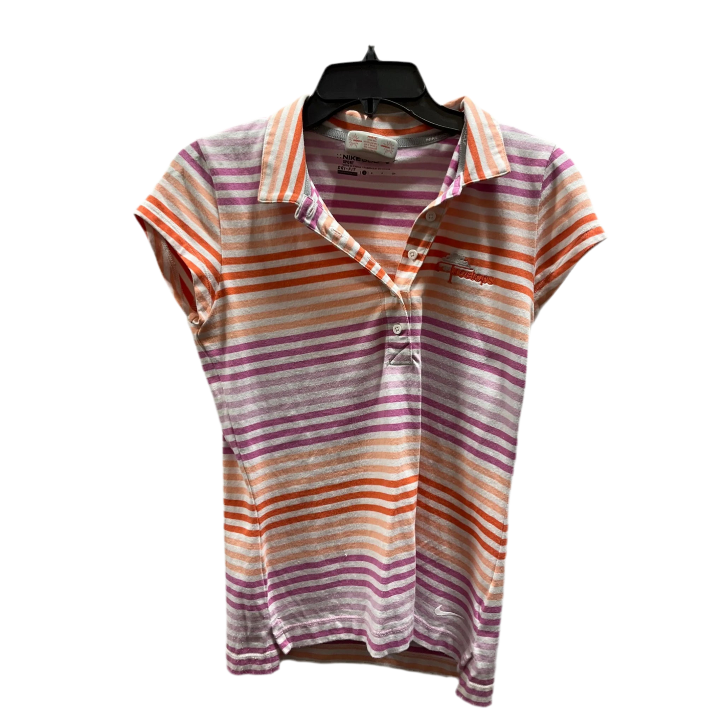 Athletic Top Short Sleeve By Nike In Striped Pattern, Size: S