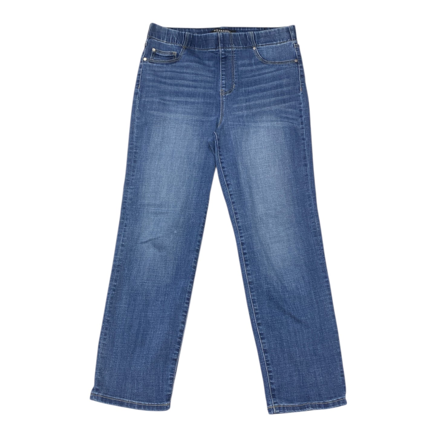 Jeans Straight By Liverpool In Blue Denim, Size:10