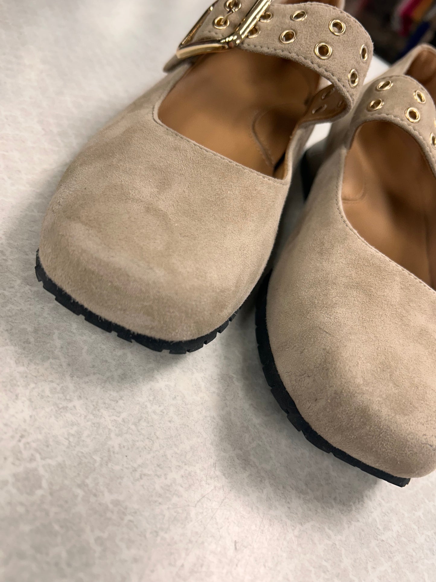 Shoes Heels Wedge By L’Amour De Pieds  In Taupe, Size:6.5