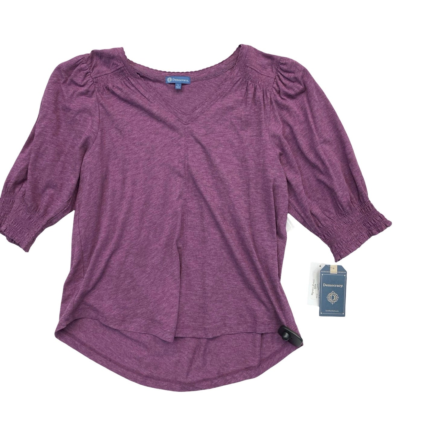 Top 3/4 Sleeve By Democracy In Purple, Size:L