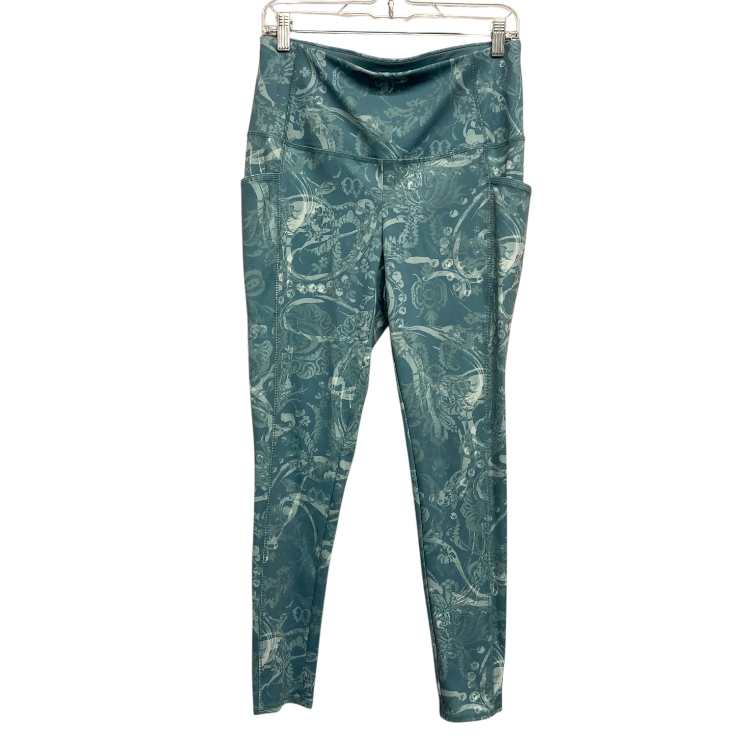 Athletic Leggings By Chicos In Blue & Green, Size:M