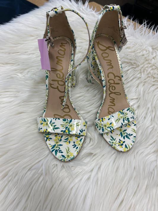 Sandals Heels Block By Sam Edelman In Floral Print, Size:8.5
