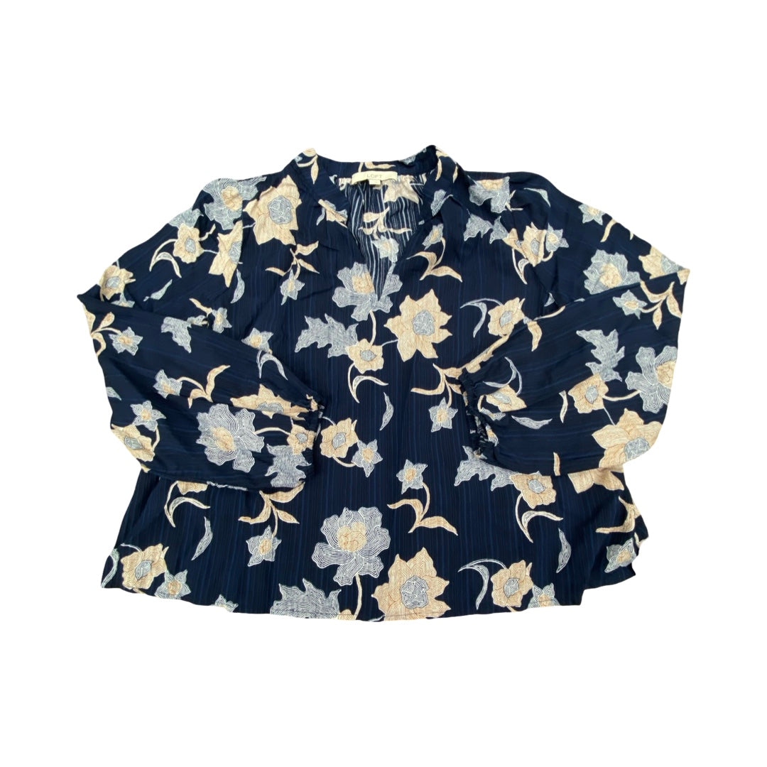 Top Ls By Loft In Blue & Brown, Size:L