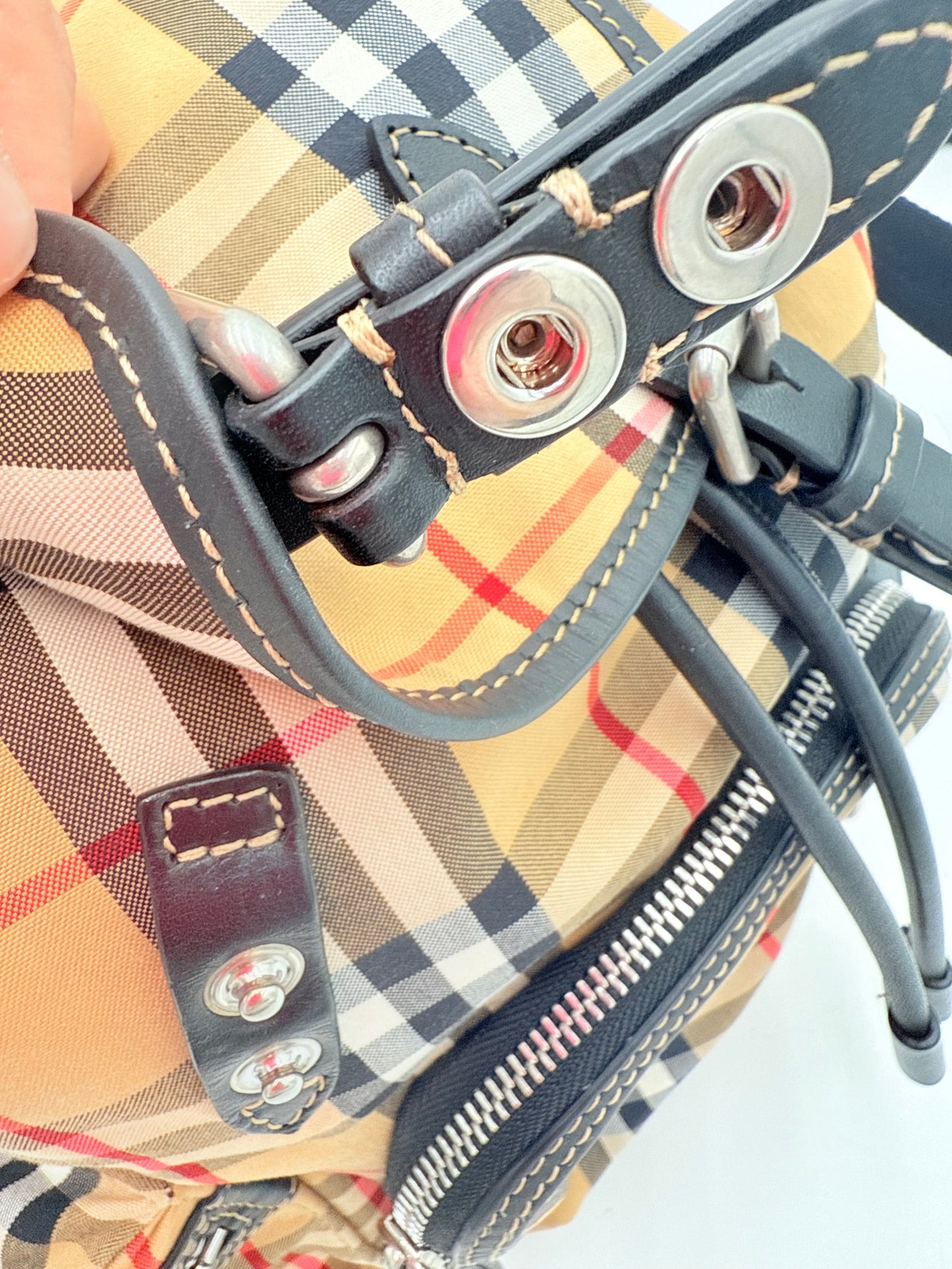 Backpack Luxury Designer By Burberry In Plaid Pattern, Size:Small