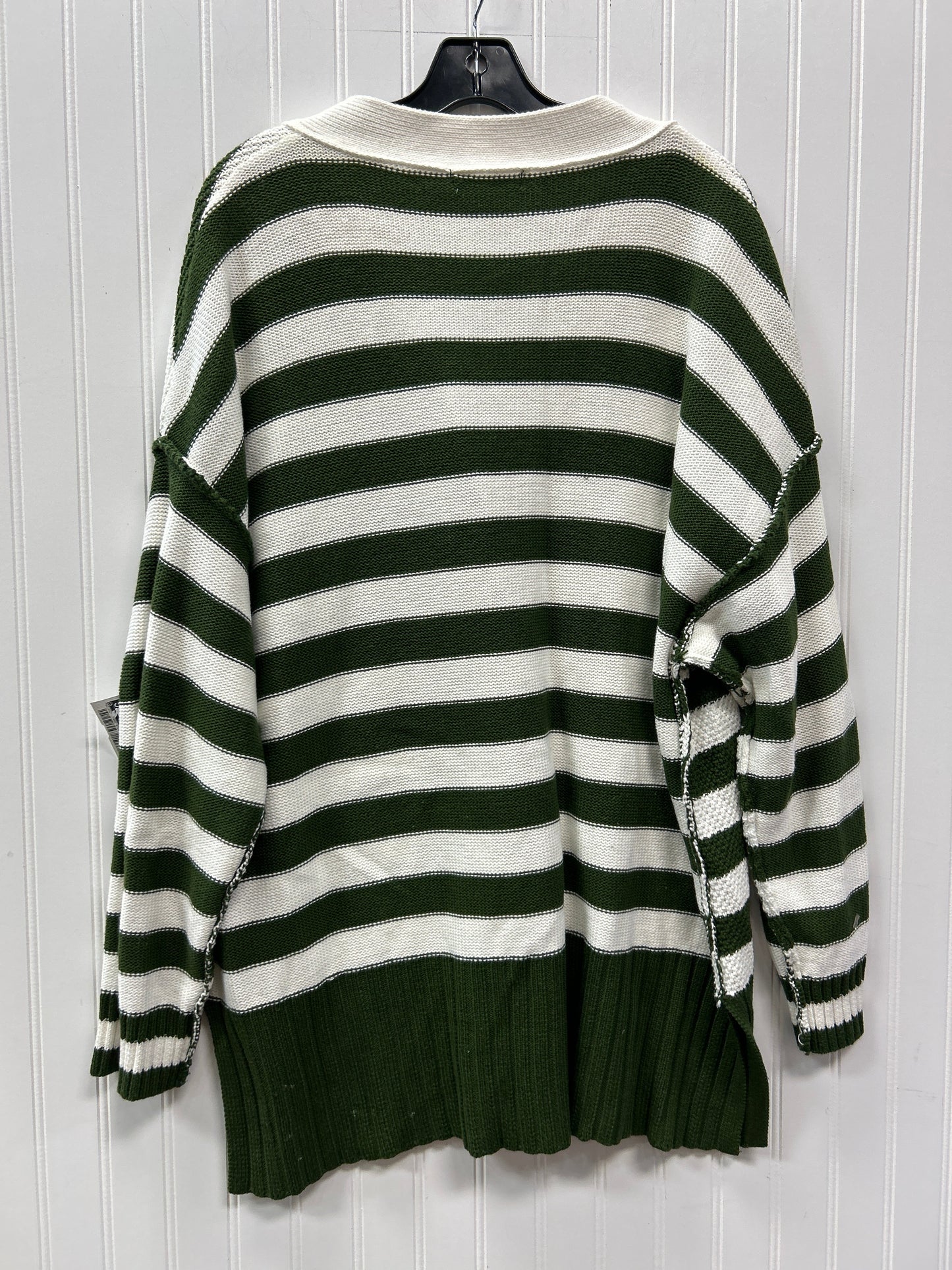 Sweater Cardigan By Prettygarden In Green & White, Size:Xl