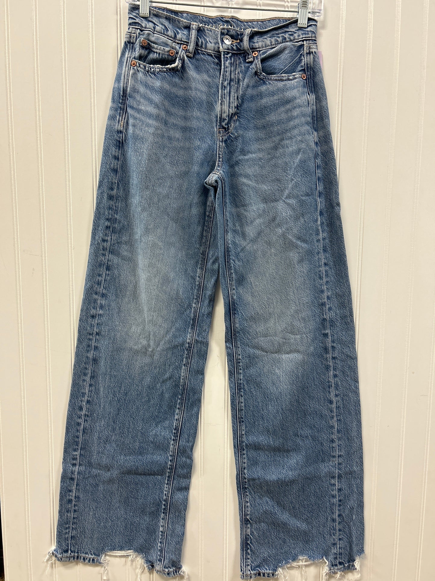 Jeans Straight By American Eagle In Blue Denim, Size:0
