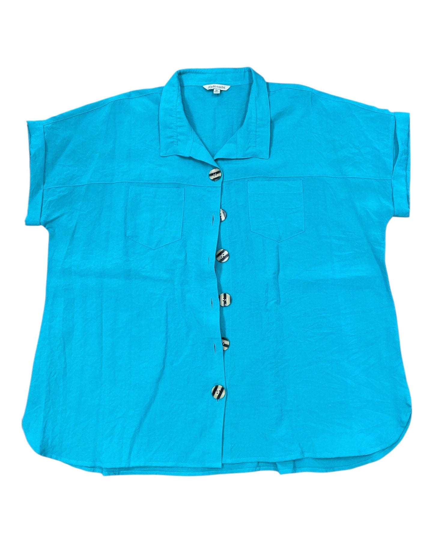 Top Ss By John Mark In Teal, Size:1X