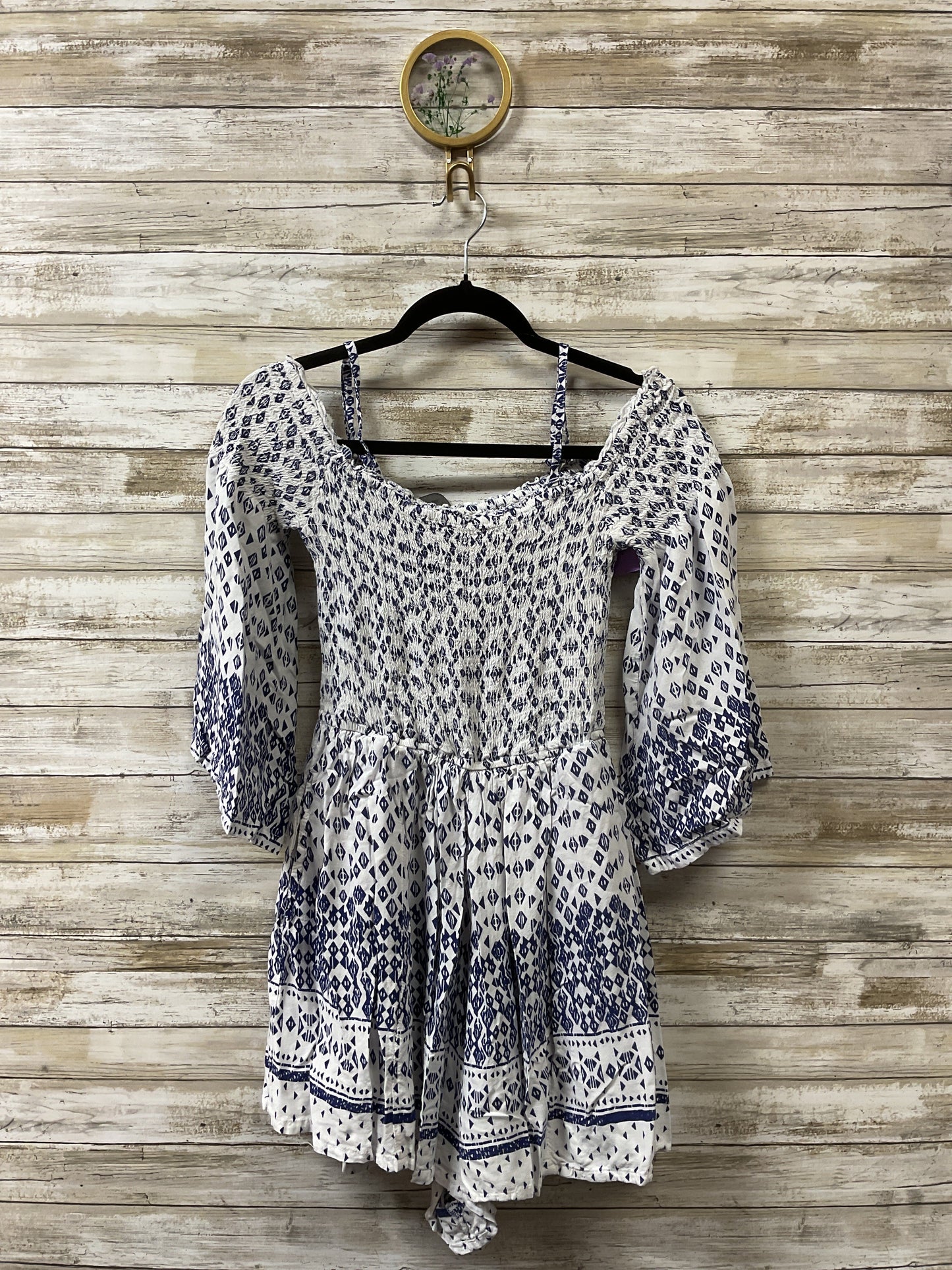 Dress Casual Short By Japna In Blue & White, Size:M