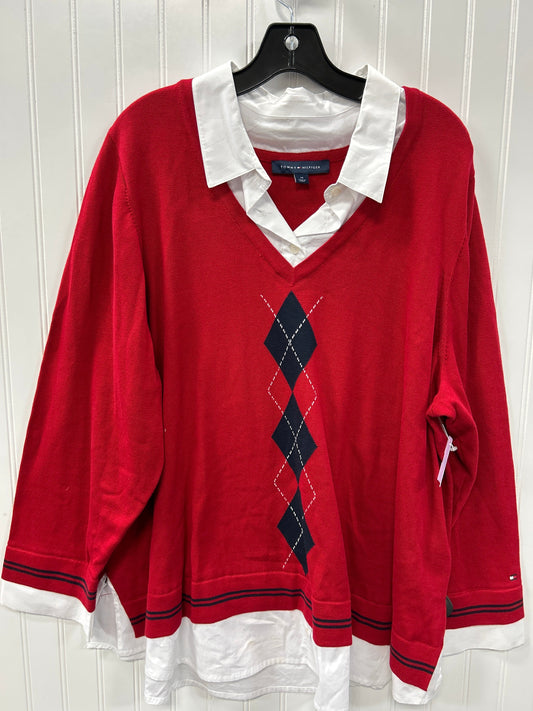 Top Ls By Tommy Hilfiger In Red, Size:2X