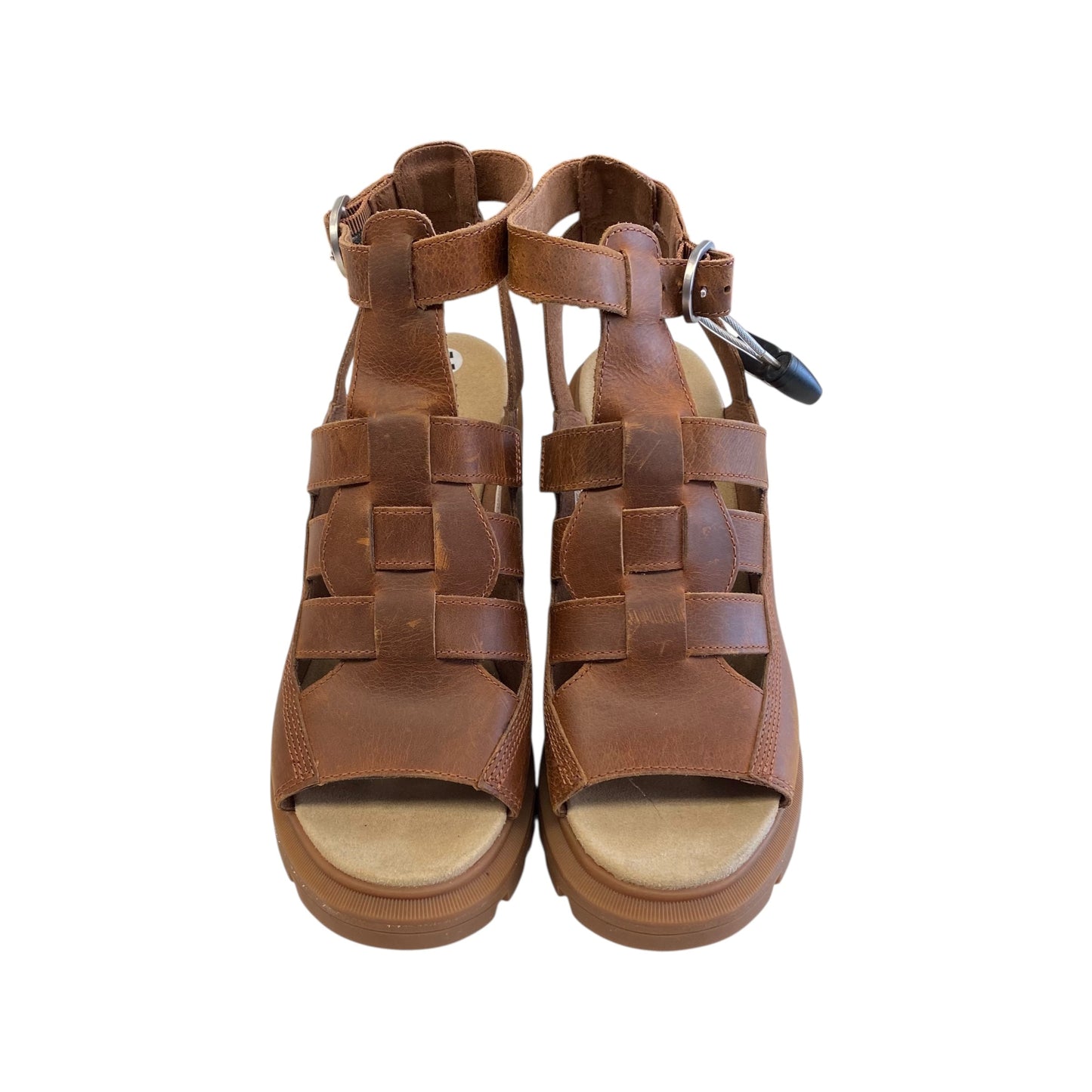 Sandals Heels Block By Timberland In Brown, Size:7.5