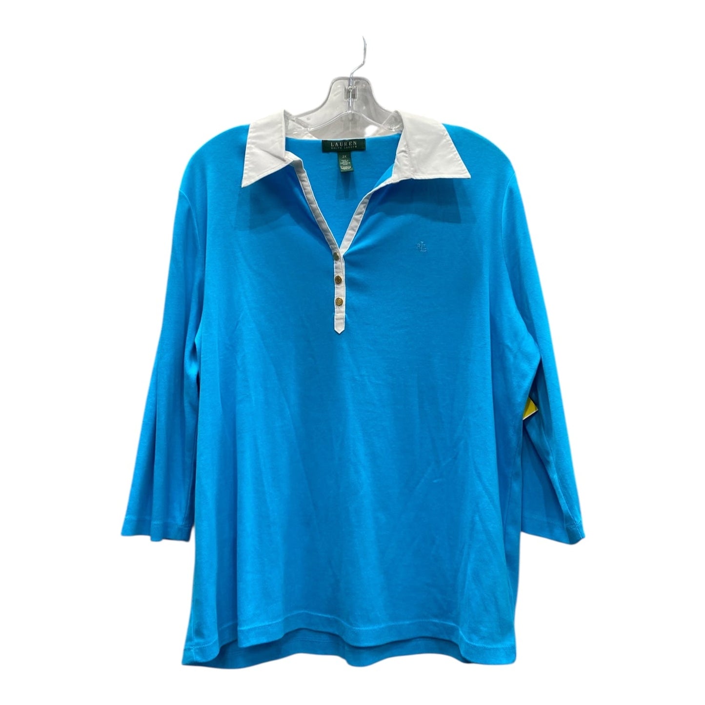 Top Ls By Lauren By Ralph Lauren In Blue, Size:2X