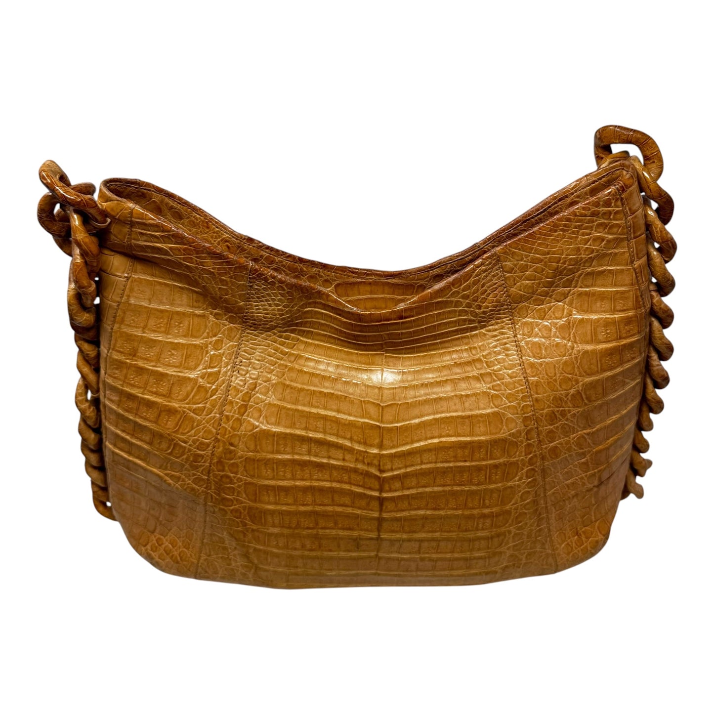Crocodile Chain Link Hobo Handbag Designer By Nancy Gonzalez, Size: Medium