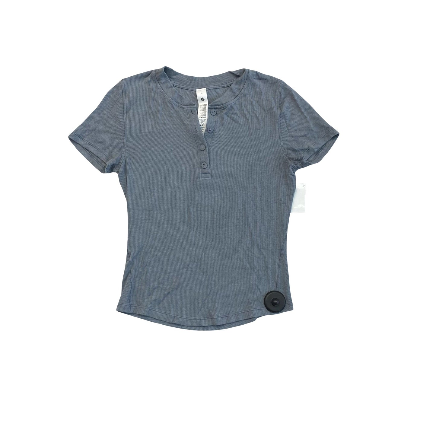 Athletic Top Ss By Lululemon In Grey, Size:4