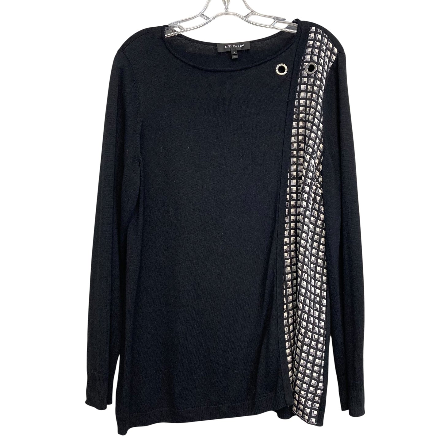 Sweater Designer By St John Collection In Black & Cream, Size:M