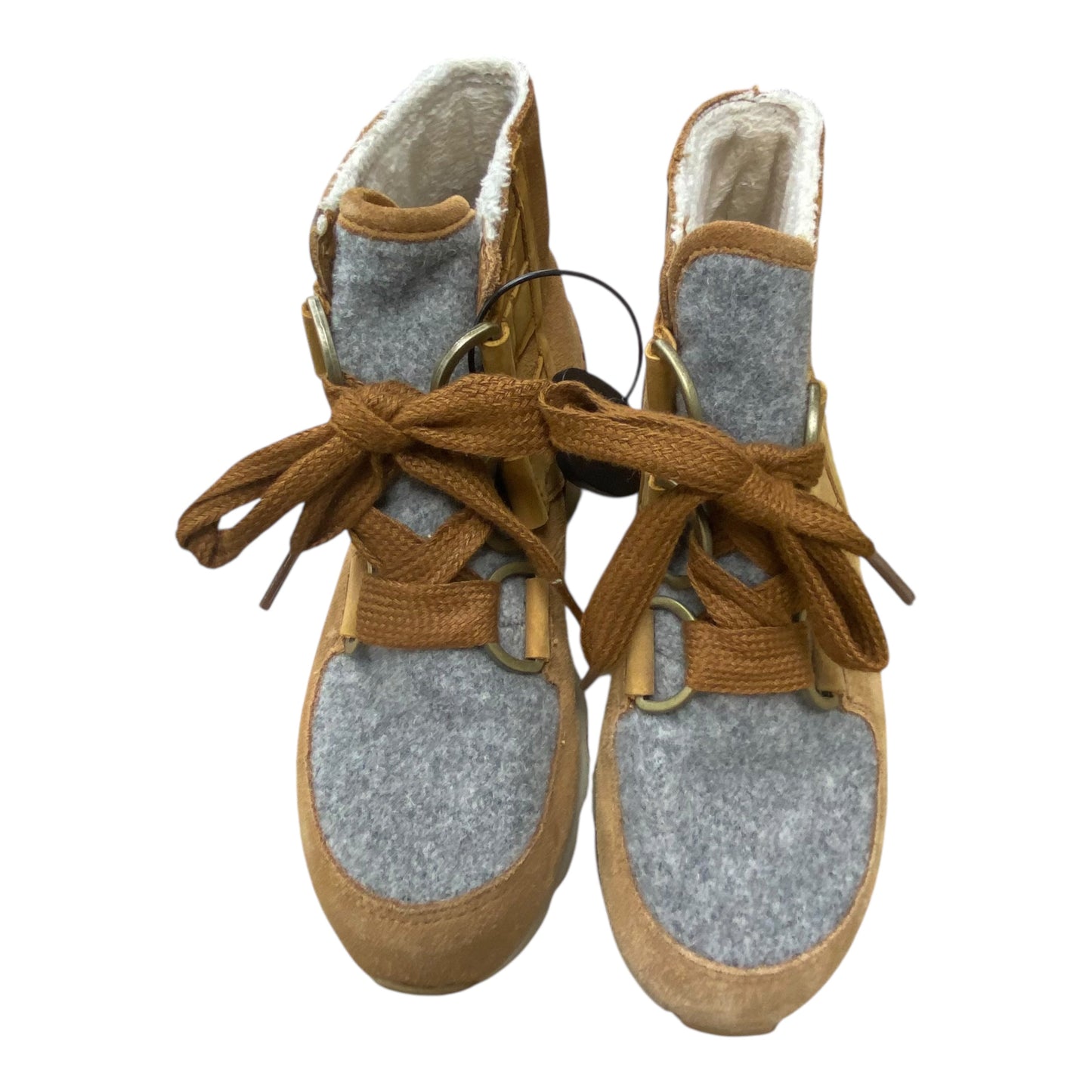 Boots Designer By Sorel In Brown & Grey, Size:6.5