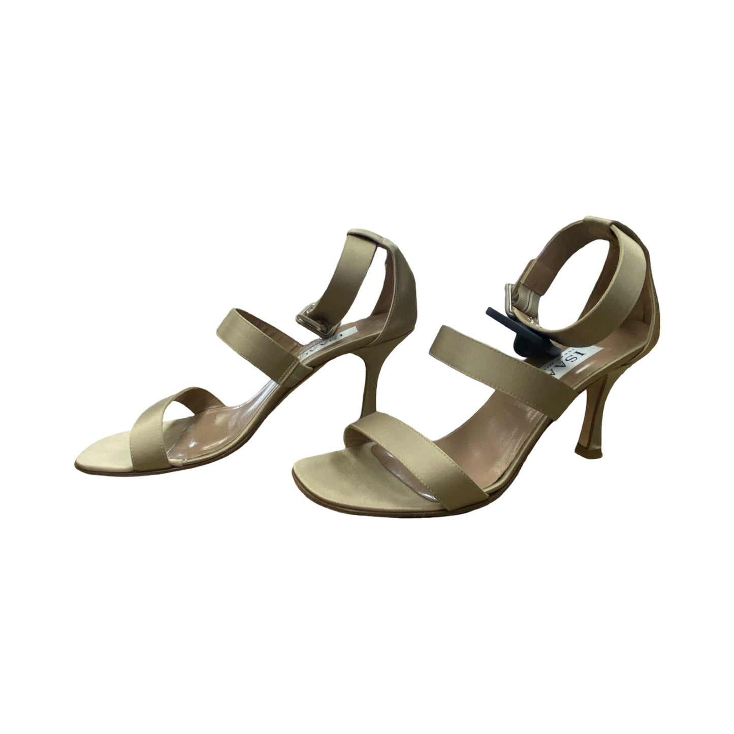 Sandals Heels Stiletto By Isaac Mizrahi In Gold, Size:7.5