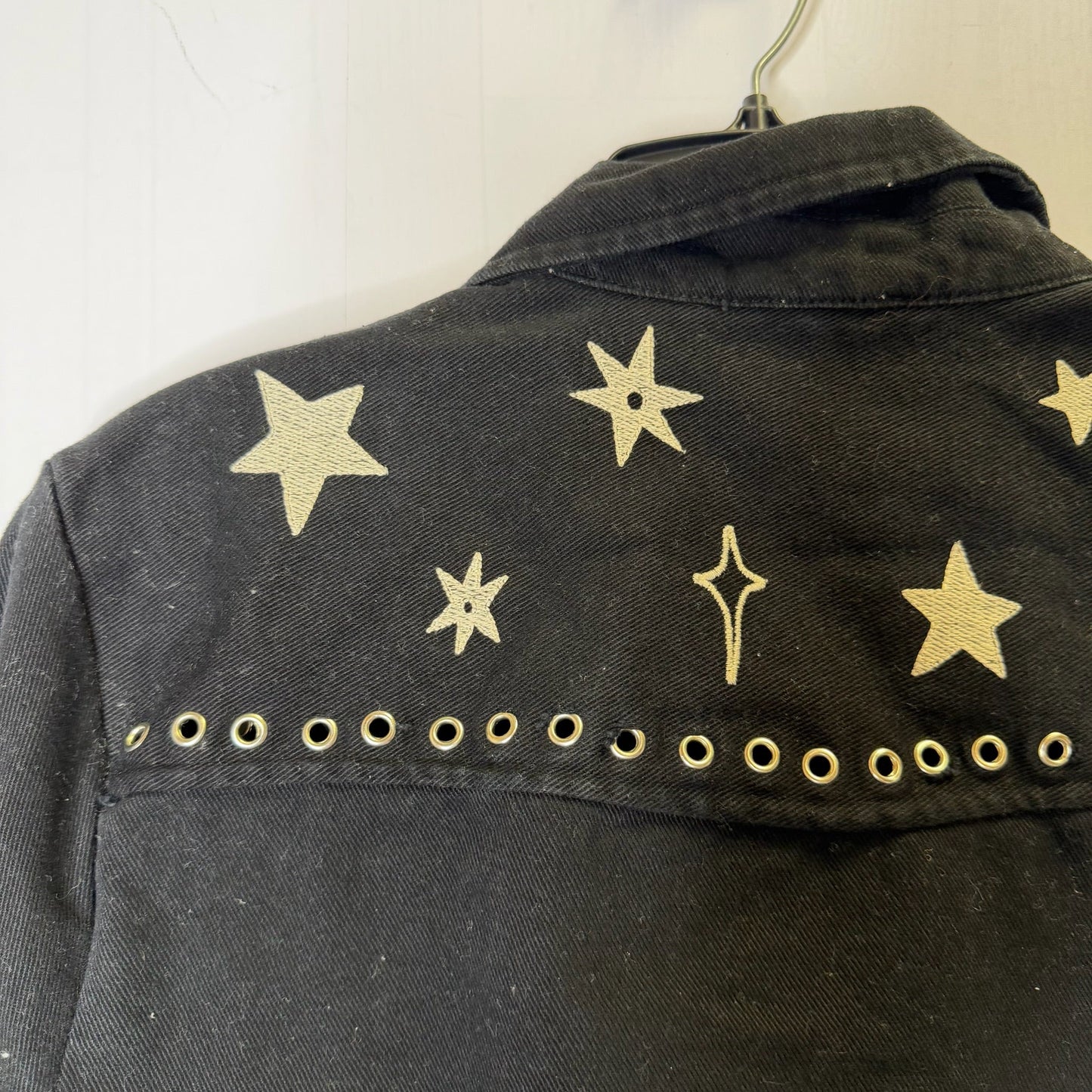 Jacket Denim By Johnny Was In Black Denim, Size: M