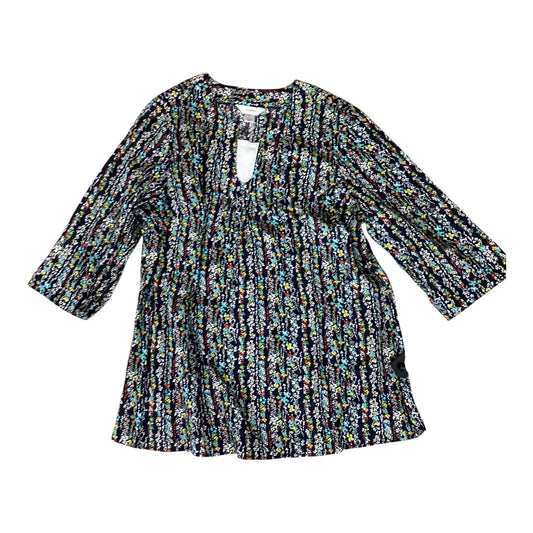 Top 3/4 Sleeve By Cj Banks In Navy, Size:1X