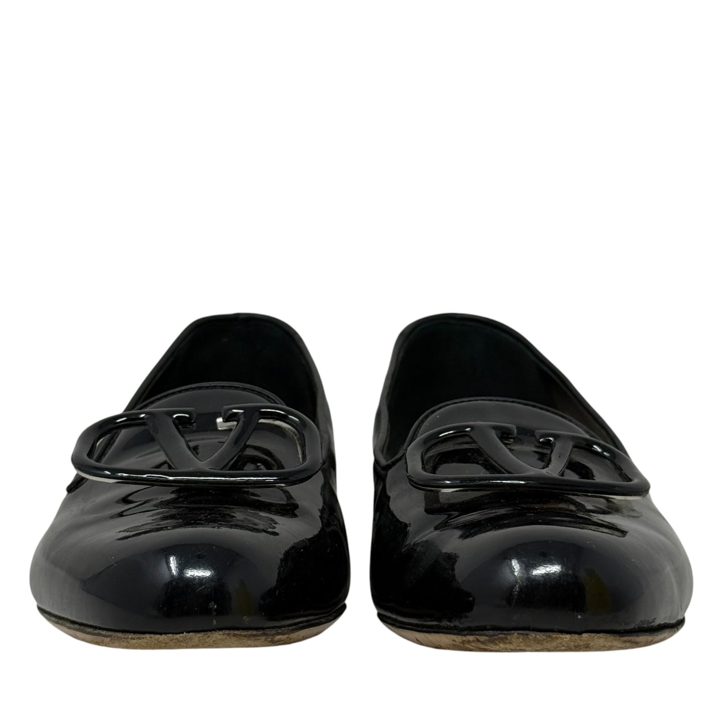 VLogo Patent Leather Loafers Luxury Designer By Valentino-garavani In Black, Size: 8.5 (IT 38.5)
