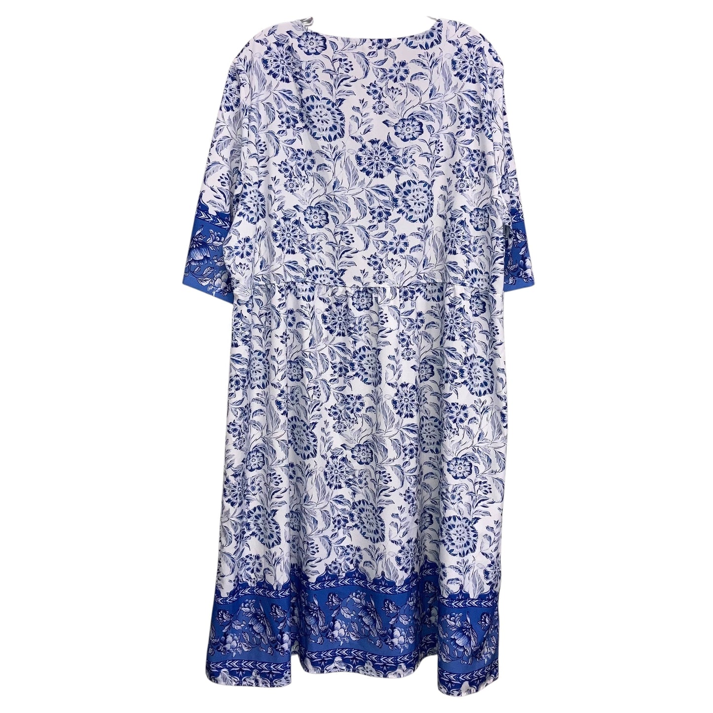 Dress Casual Midi In Blue & White, Size:3X