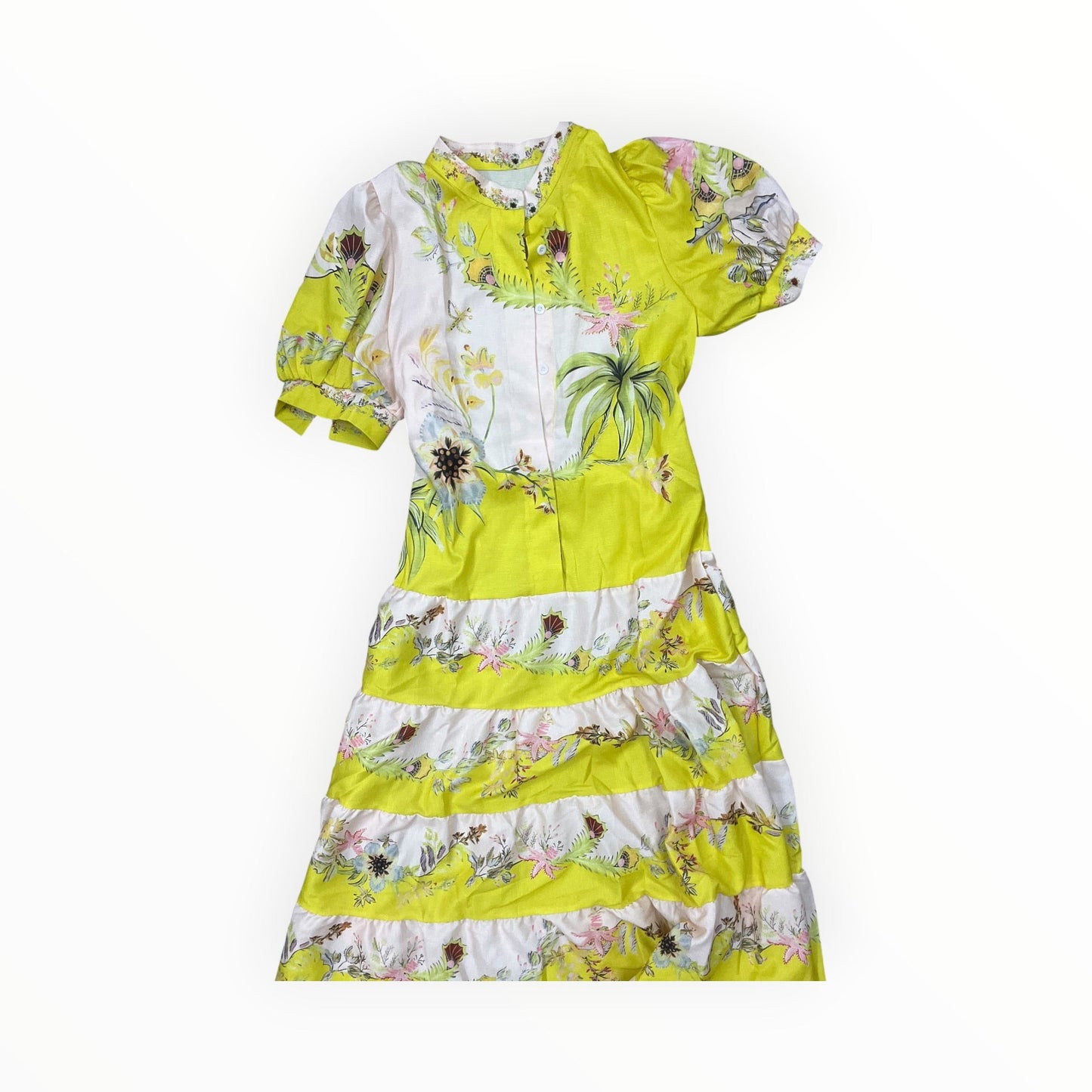 Dress Casual Maxi By Clothes Mentor In Cream & Yellow, Size:S