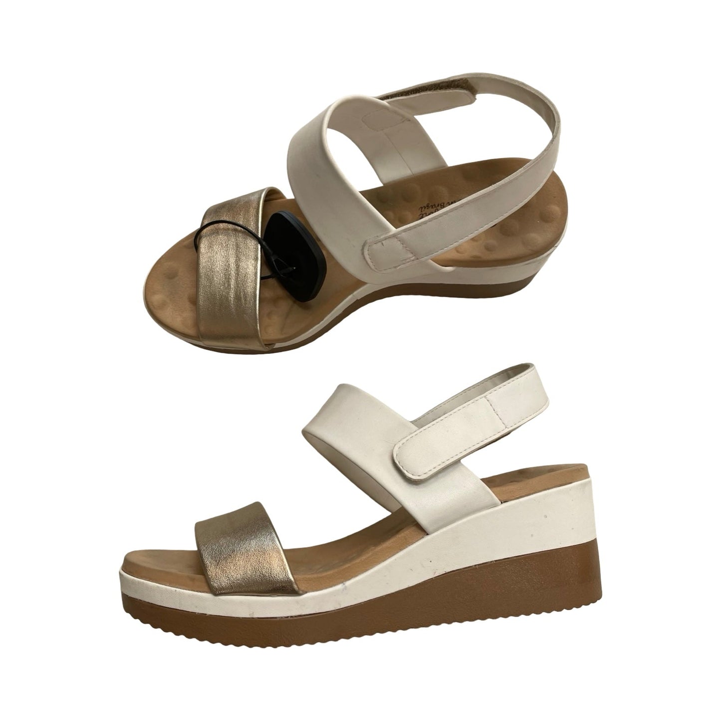 Sandals Flats By MALU In Gold & White, Size:7