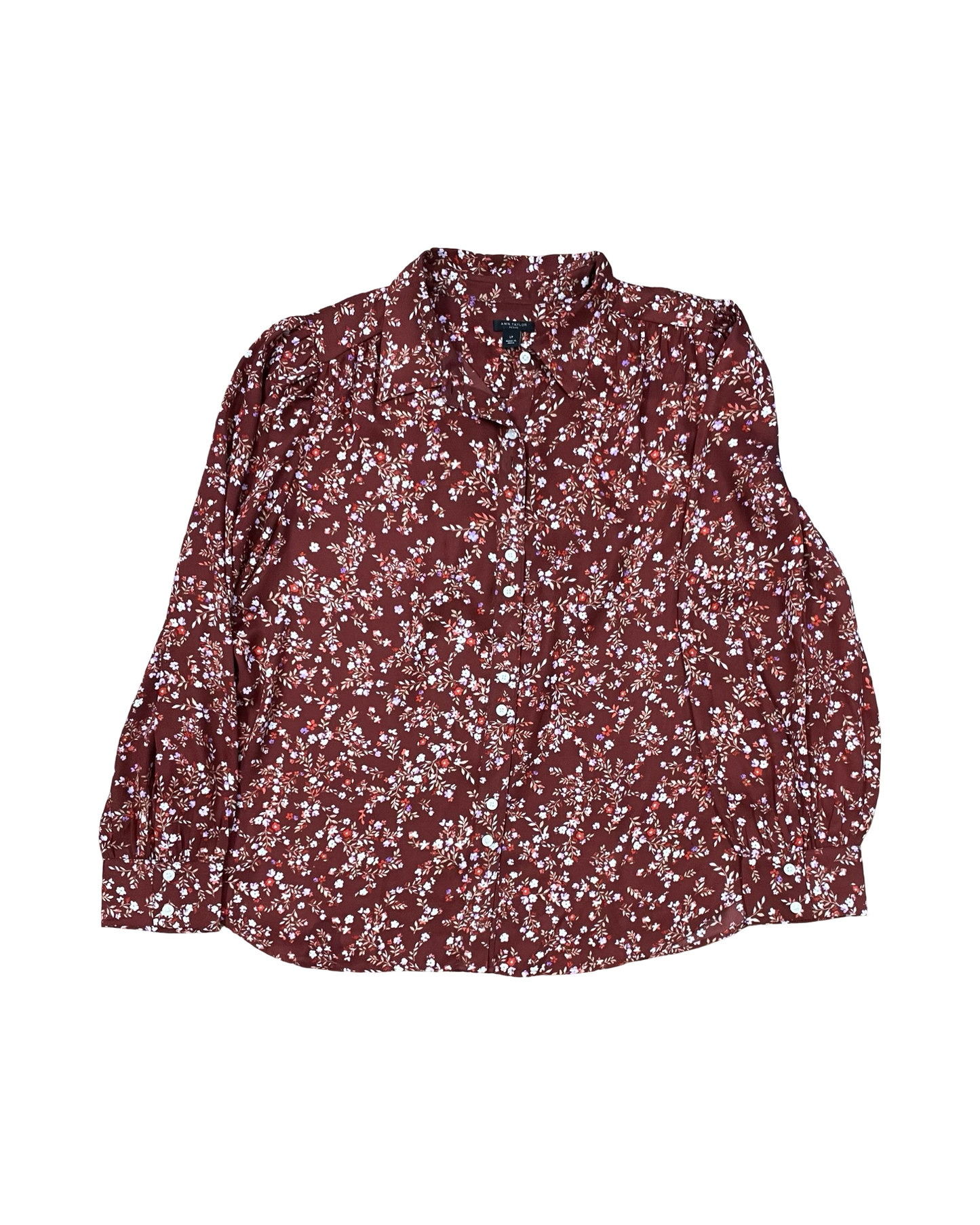 Blouse Ls By Ann Taylor In Brown, Size:Lp