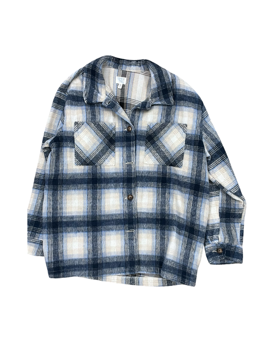 Jacket Shirt By Time And Tru In Blue & White, Size:1X