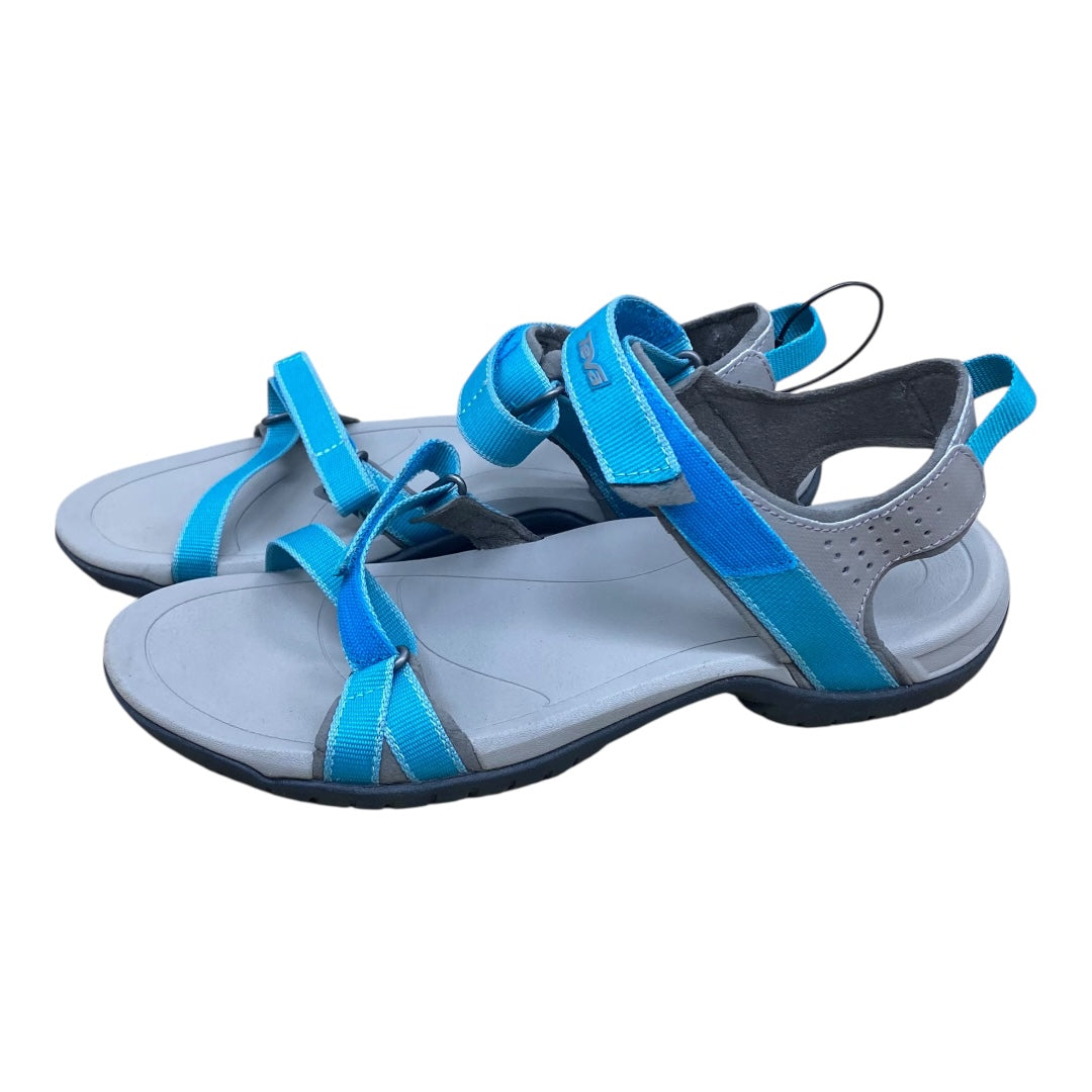Sandals Flats By Teva In Blue & Grey, Size:8