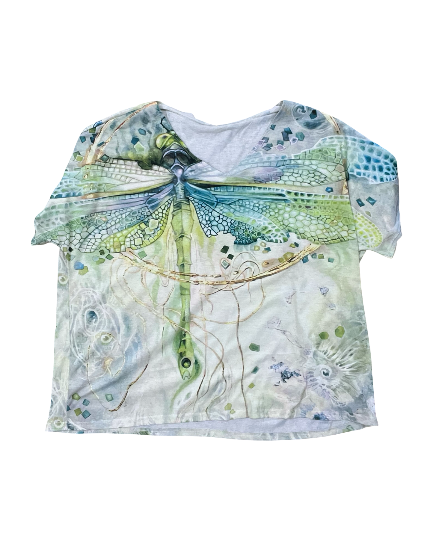 Top Ss By Clothes Mentor In Green & White, Size:4X