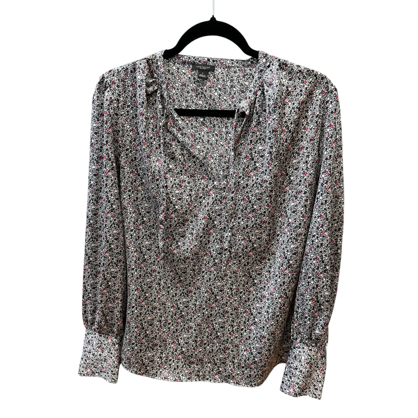Blouse Ls By Ann Taylor In Grey & Pink, Size:S