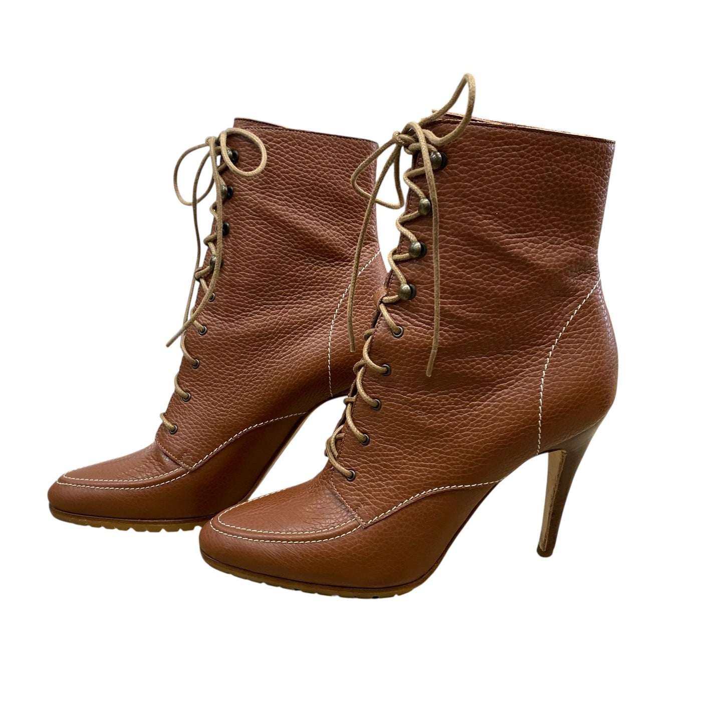 Boots Luxury Designer By Manolo Blahnik In Brown, Size:8 (EU38)