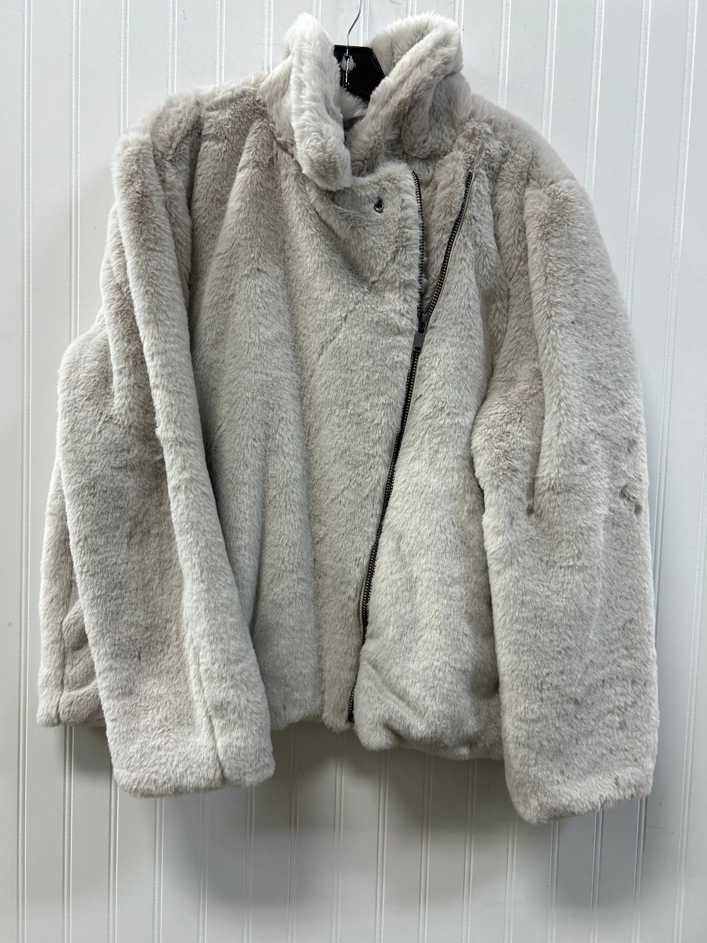 Coat Faux Fur & Sherpa By Simply Vera In Grey, Size:1X