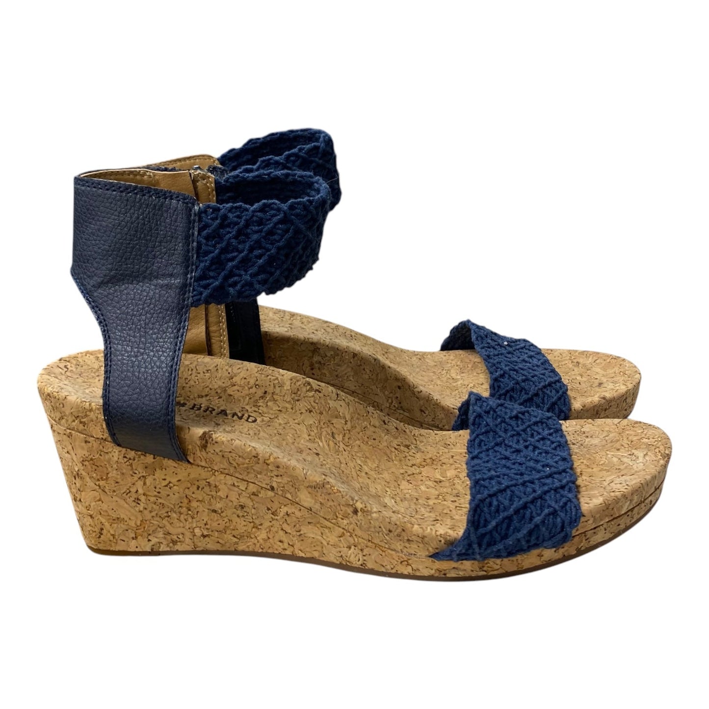 Sandals Heels Wedge By Lucky Brand In Blue, Size:8.5