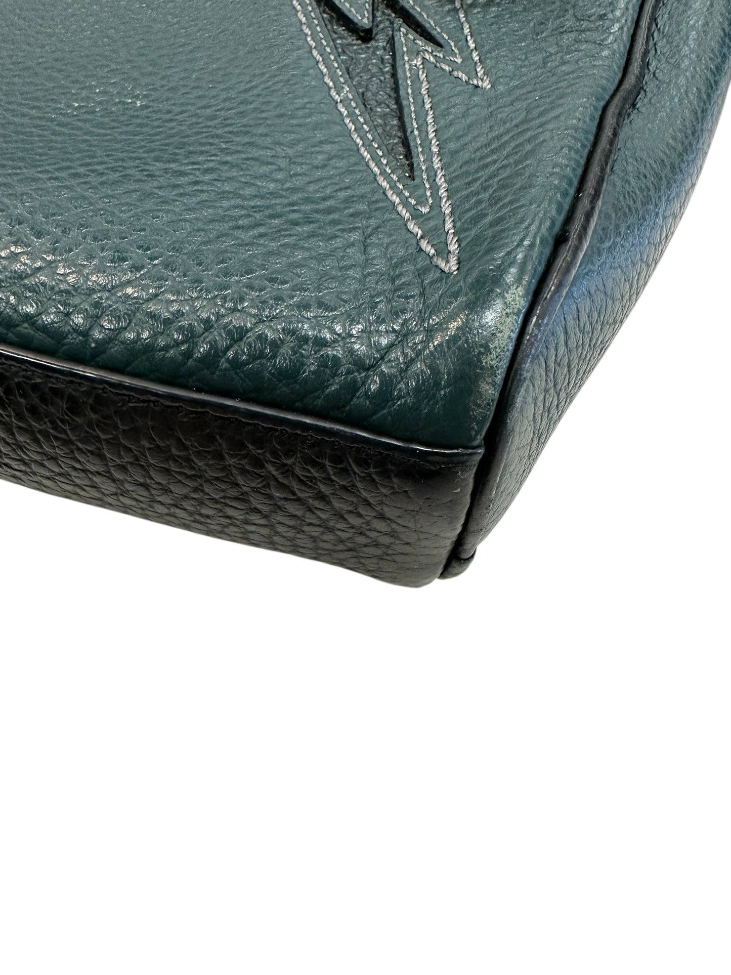 Handbag Designer By Coach In Black & Green, Size:Medium